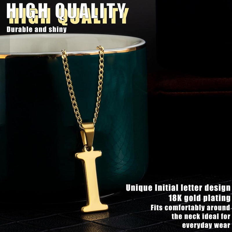 Suweibuke Initial Necklace for Men Women Boys Girls, 18K Gold Plated 26 Letters Pendant Necklace, Personalized Jewelry Gifts - Image 1